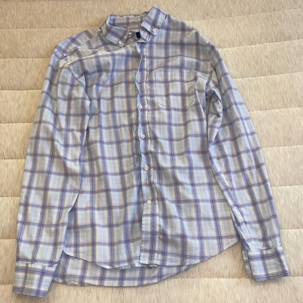 Purple/Blue/White Button up women's top